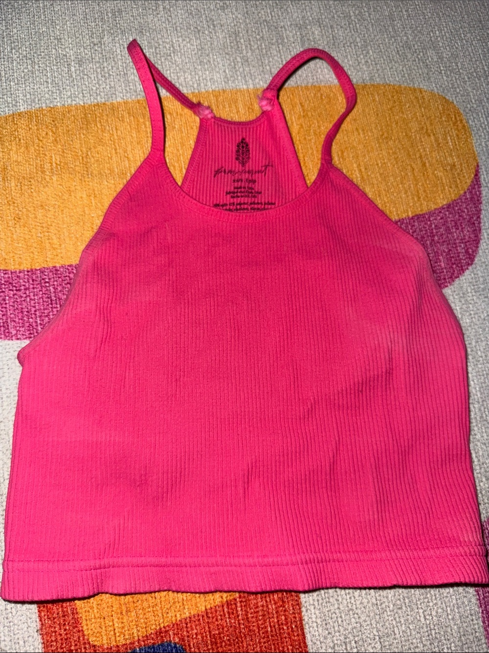 FP movement Bright Pink Ribbed Tank Crop Top